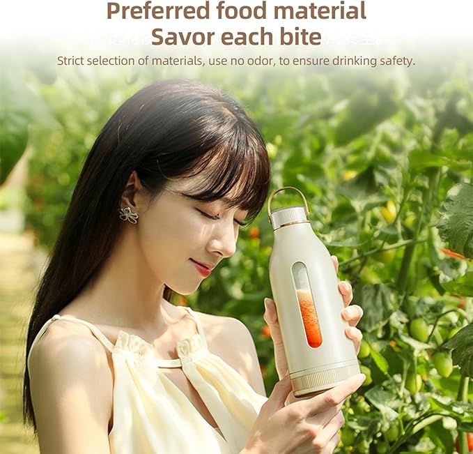 BRRNOO Portable Blender with 10 Blades Steel Cutter 80W Crush Ice 14 Oz Portable Smoothie and Shakes Personal for Sports Home Outdoors Travel