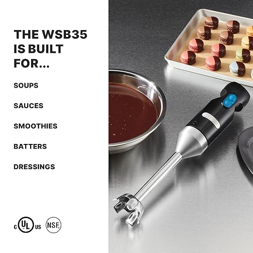 Waring Commercial Quik Stix Light Duty Stick Immersion Hand Held Blender 7 Fixed Sealed Shaft Steel Blade 2 Speed Professional Restaurant Foodservice Grade 3 Gallon 120V 100W WSB35 Black