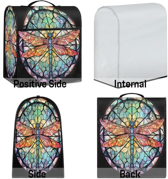 cfpolar Kitchen Aid Mixer Cover Compatible with 6-8 Quarts Animal Dragonfly Glass Painting Stand Mixer Cover Kitchen Aid Mixers Accessories Appliance Organizer Bag Dust Covers with Zipper Pocket