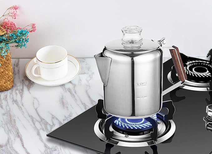 Fox Run Rapid Brew Stainless Steel Stovetop Coffee Percolator 2-6 Cup