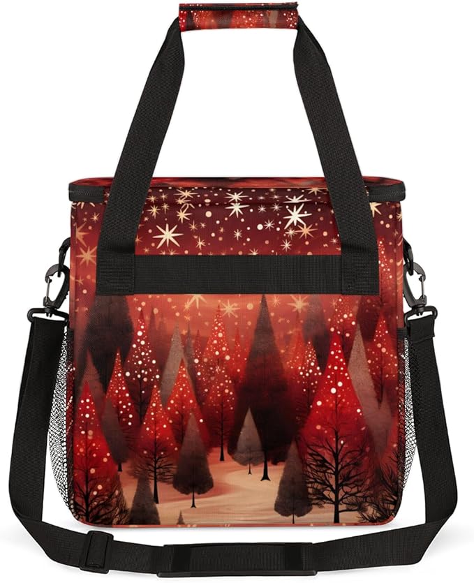 Glitter Christmas Tree Coffee Maker Carrying Bag Travel Storage Bag Compatible with K-Mini or K-Mini Plus Single Serve Coffee Brewer Carrying Case with Multiple Pockets &amp Shoulder Strap
