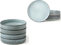 famiware 8.25 Paste Bowl Set (4 Piece) and 10 Dinner Plates for 6 - Smoky Blue