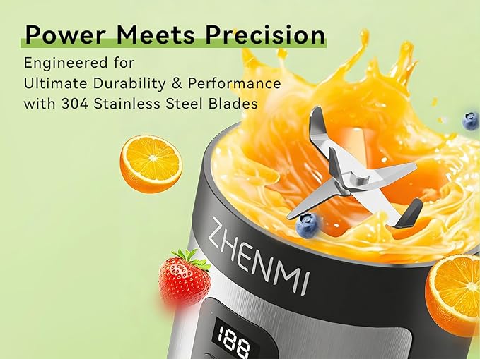 Portable Blender 20OZ Personal Smoothie &amp Shake Blender Leakproof Lid with Sip Spout USB-C Rechargeable Detachable &amp Easy-to-Clean black