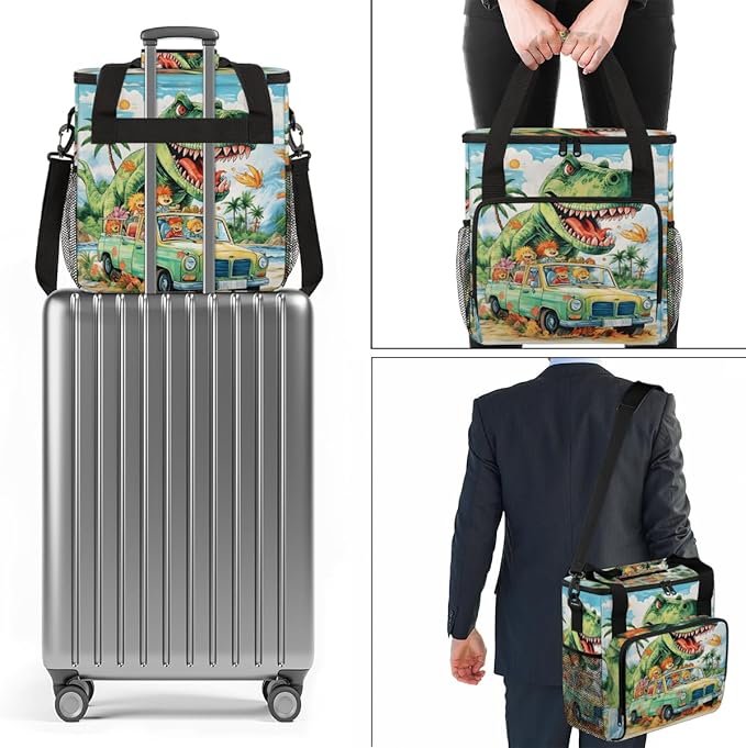 Savanna Animal Coffee Maker Carrying Bag Dino Portable Travel Storage Tote Bag Compatible with K-Mini or K-Mini Plus Single Serve Coffee Brewer Carrying Case with Multiple Pockets &amp Shoulder Str