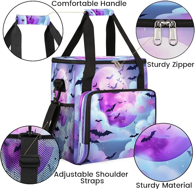 Halloween Moon Bats Coffee Maker Carrying Bag for Keurig K-Mini or K-Mini Plus Storage Portable Coffee Maker Travel Bag