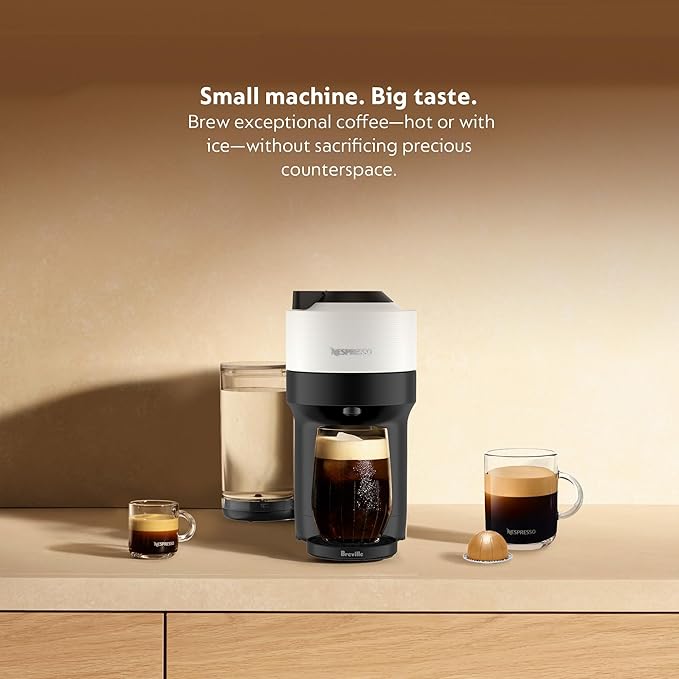 Nespresso Vertuo Pop+ Coffee and Espresso Maker by Breville Coconut White Descaling Kit