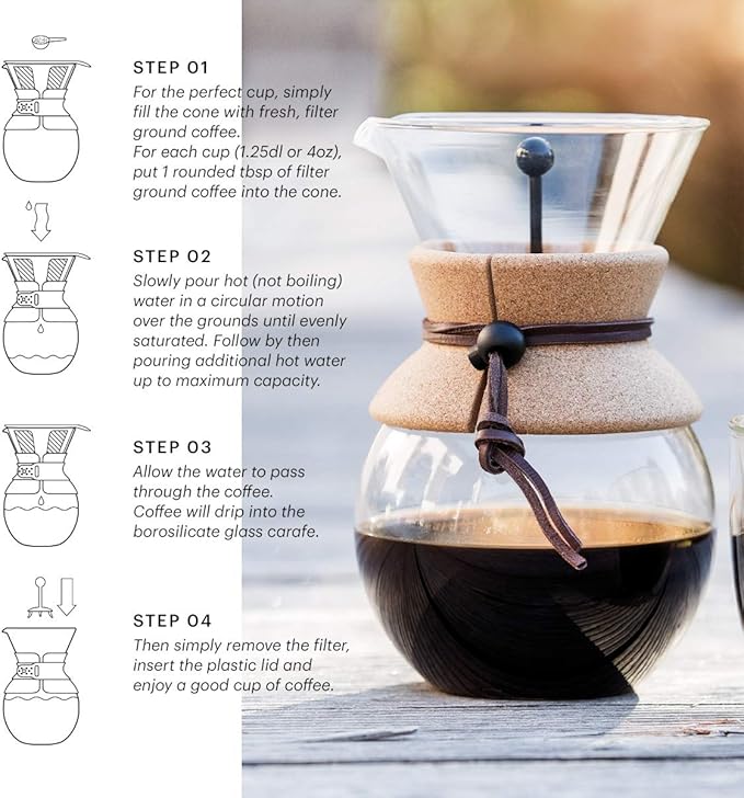Bodum Pour Over 8 Cup Double Wall Coffee Maker 16.2 x 14.9 x 22.2 cmTransparent