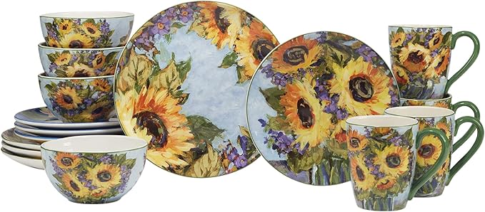 Certified International Sunflower Bouquet 16 Piece Dinnerware Set Service For 4
