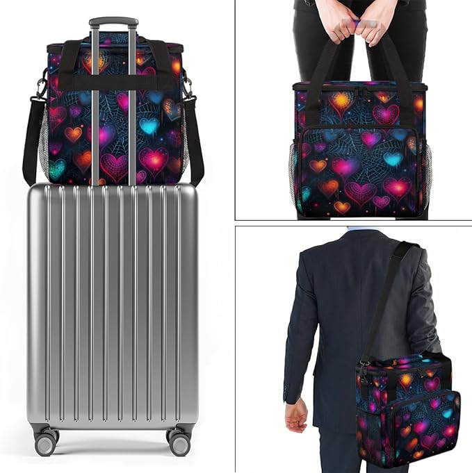 Heart Cobweb Coffee Maker Carrying Bag Portable Travel Storage Tote Bag Compatible with K-Mini or K-Mini Plus Single Serve Coffee Brewer Carrying Case with Multiple Pockets &amp Shoulder Strap
