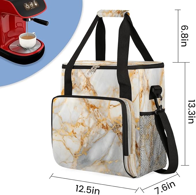 Marble Coffee Maker Travel Bag for K-Mini or K-Mini Plus Single Serve Coffee Brewer Portable Storage Tote Case for Tarvel