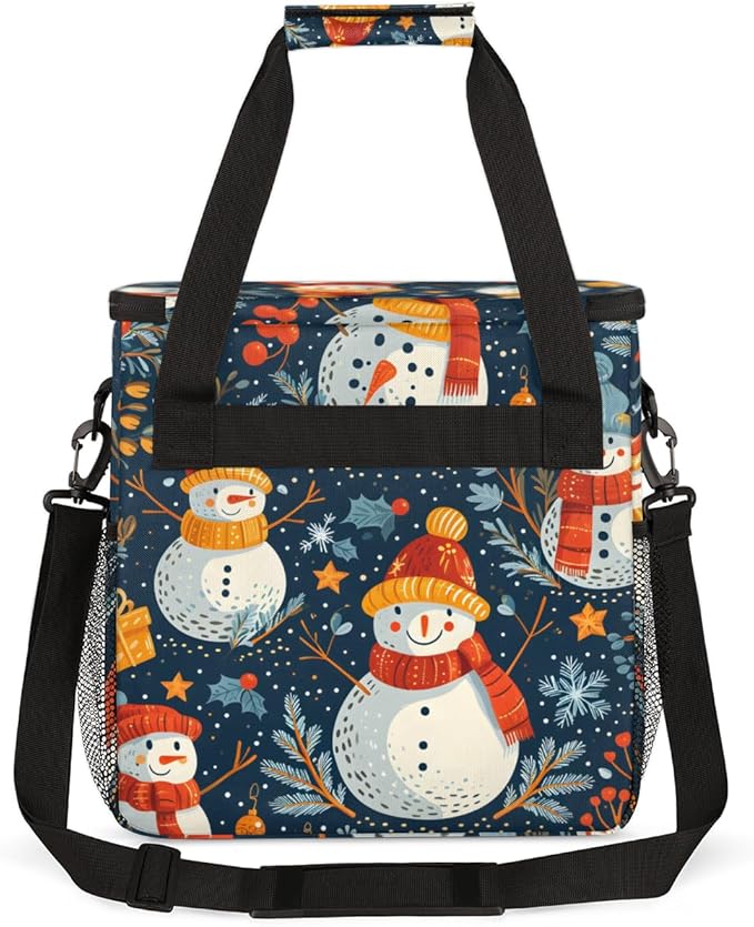 Christmas Snowman Coffee Maker Carrying Bag Cartoon Snowman Travel Storage Bag Compatible with K-Mini or K-Mini Plus Single Serve Coffee Brewer Carrying Case with Multiple Pockets &amp Shoulder Str