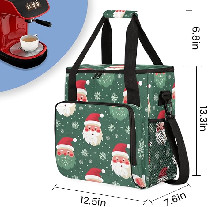 Magical Santa Claus Coffee Maker Carrying Bag Portable Travel Storage Tote Bag Compatible with K-Mini or K-Mini Plus Single Serve Coffee Brewer Carrying Case with Multiple Pockets &amp Shoulder Str