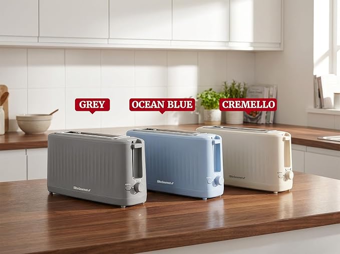 Elite Gourmet ECT2517C SLIMTOAST™ 2-Slice Long Slot Toaster Cool-touch Body 6 Toast Settings &amp Cancel Function Extra Wide 1.5” Slot Easily Fits Breads English Muffins Bagels &amp Waffles C
