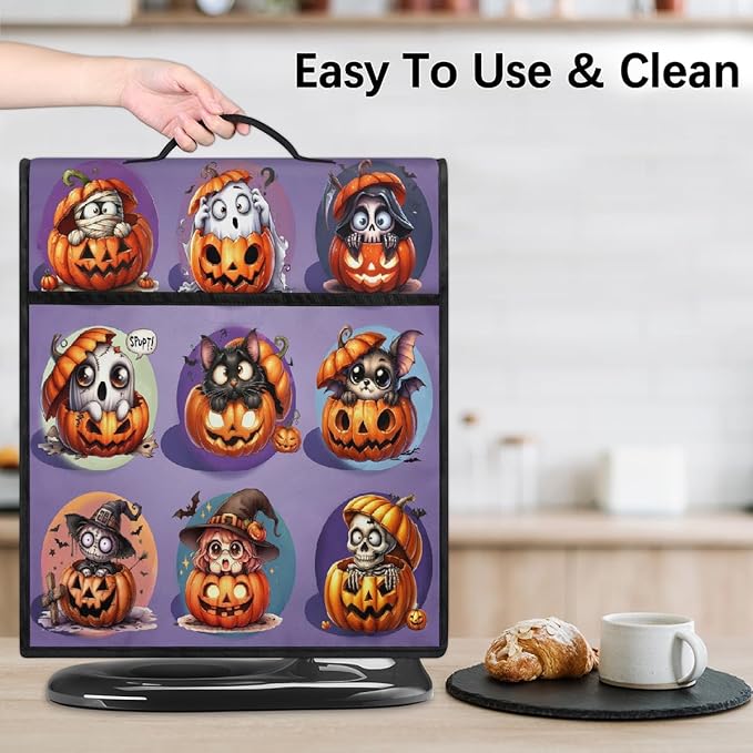 cfpolar Kitchen Aid Mixer Cover Compatible with 6-8 Quarts Halloween Ghost Monster Skull Pumpkin Stand Mixer Cover Kitchen Aid Mixers Accessories Appliance Organizer Bag Dust Covers with Zipper Pocket