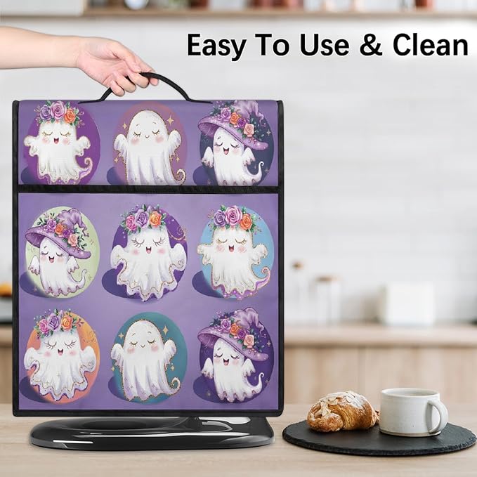 cfpolar Kitchen Aid Mixer Cover Compatible with 6-8 Quarts Halloween Cute Ghosts Flower Stand Mixer Cover Kitchen Aid Mixers Accessories Appliance Organizer Bag Dust Covers with Zipper Pocket