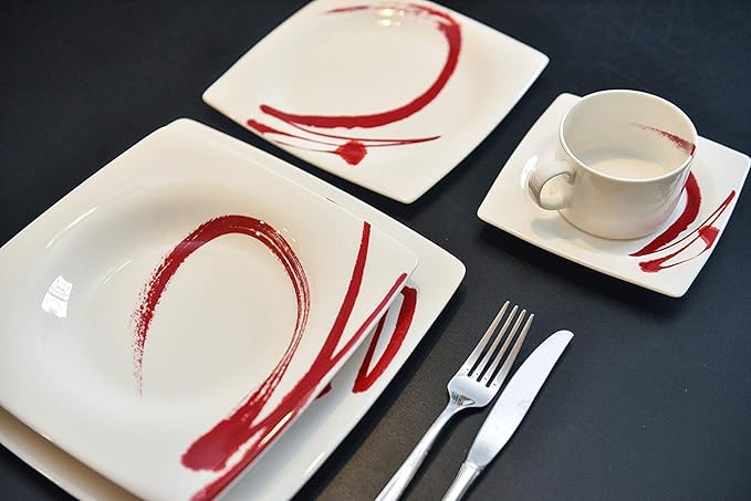 Red Vanilla Paint It Red 20 Piece Dinner Set 1 White