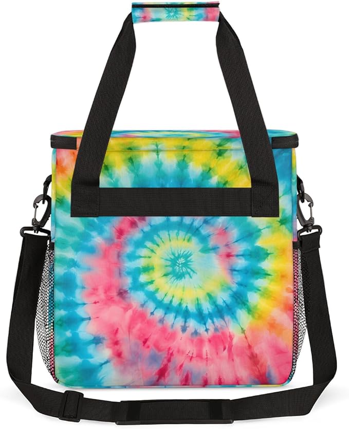 Tie Dyeing Coffee Maker Carrying Bag Yellow Pink Travel Storage Bag Compatible with K-Mini or K-Mini Plus Single Serve Coffee Brewer Carrying Case with Multiple Pockets &amp Shoulder Strap