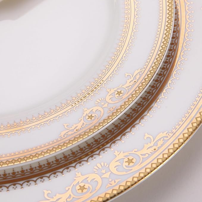 bone china dinnerware set for 2 8 pieces ceramic plate set with gold thread luxury royal pattern dishes sets for wedding housewarming birthday