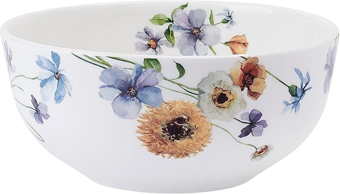Mikasa Audrina Water Color Flowers Bone China Lightweight Chip Resistant 12 Piece Dinnerware Set Service for 4 White