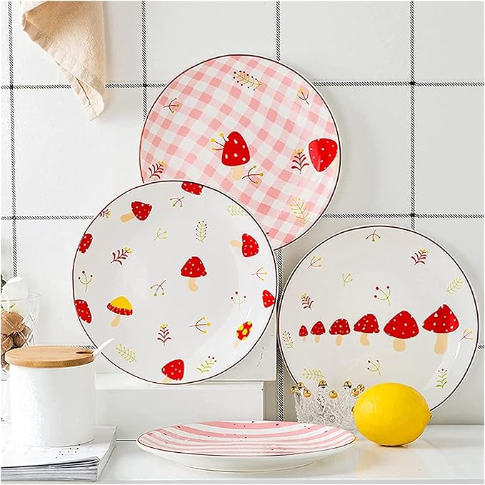 Dinnerware Sets - Luxury Gift Dishes Service Set Ceramic Dinner Plates Set- 4-Piece Western Steak Plates Household Vegetable Plates Fruit Plates Dinnerware Set Table Service