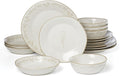 Lenox Dinnerware Set Homespun 16-Piece Set Service For 4 Stoneware Material Dishwasher &amp Microwave Safe Home And Kitchen Dishes Kitchen And Dining Plates And Bowls Sets (White 16 Pieces)