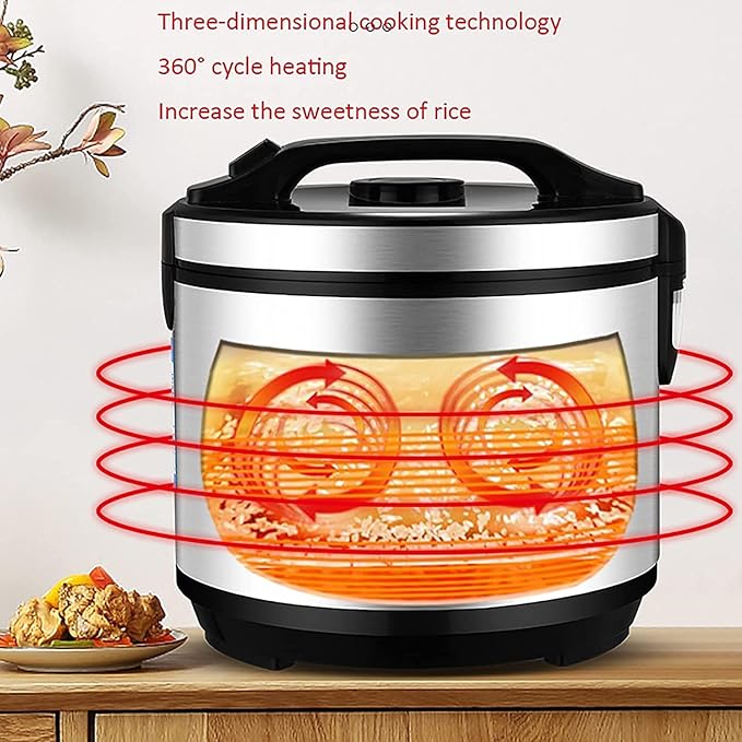 Rice Cooker with Steamer 304 Stainless Steel Inner Pot Intelligent Insulation Make Rice &amp Steam Healthy Food &amp Vegetables (5L) ()
