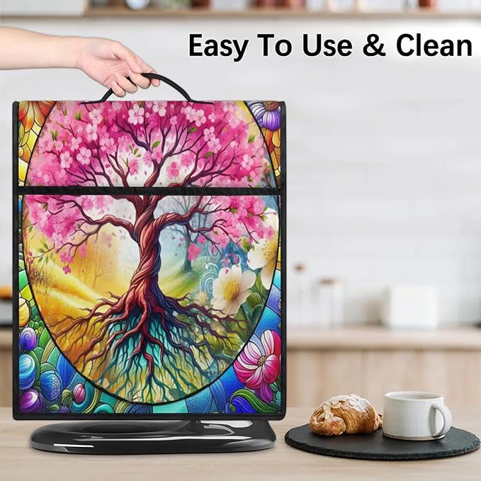 Kitchen Aid Mixer Cover Tree Of Life Flower Stand Mixer Cover Compatible with 6-8 Quarts Stand Mixers Dust Covers with Zipper Pocket Foldable Washable Kitchen Aid Organizer Bag