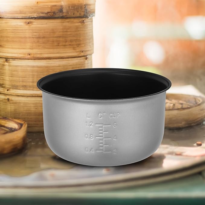 Cabilock 3L 21 x 21 cm/ 8.27 x 8.27 in Household Rice Cooker Inner Pot Aluminum Alloy Non- Stick Rice Cooker Pot Silver