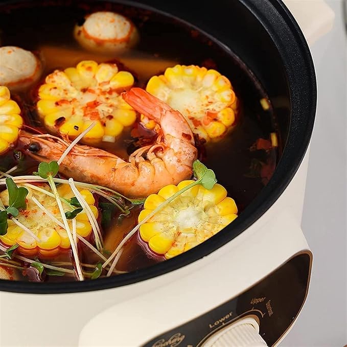 Rice Cooker - Rice Cooker With Steamer Basket 110V Electric Skillet Multi-Functional Rice Cooker Food Steamer Nonstick Personal Hot Pot With Lid Home Steam Simmer Stir Fry Griddle(26cm(3.5L))