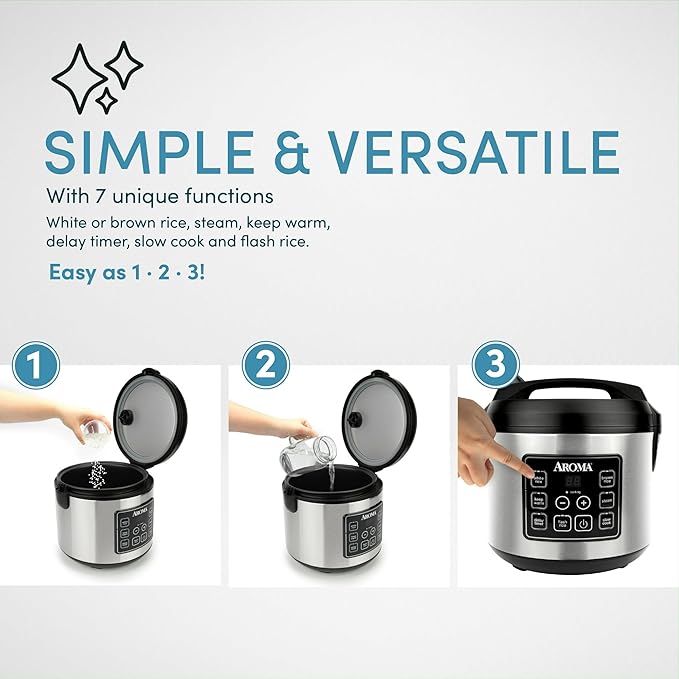 20-Cup Digital Rice &amp Grain Cooker Multi-Cooker 8X Bonded Granite Coating Silver (Renewed)