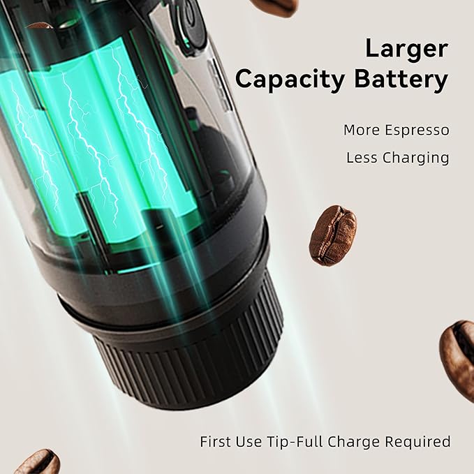 Portable Espresso MakerSelf-Heating Electric Mini Coffee MachineUp to 20-Bar PressureCompatible with NS Capsules &amp Fine GrindCoffee Maker for Outdoor CampingHikingRV &amp Car travel (Black