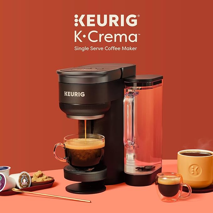 Keurig K-Crema Single Serve K-Cup Pod Coffee Maker PressureInfusion &amp MultiStream Technology Brews Crema-Topped Coffee Espresso-Style Shots Classic Coffee Tea Cocoa 72 oz Removable Reservoi