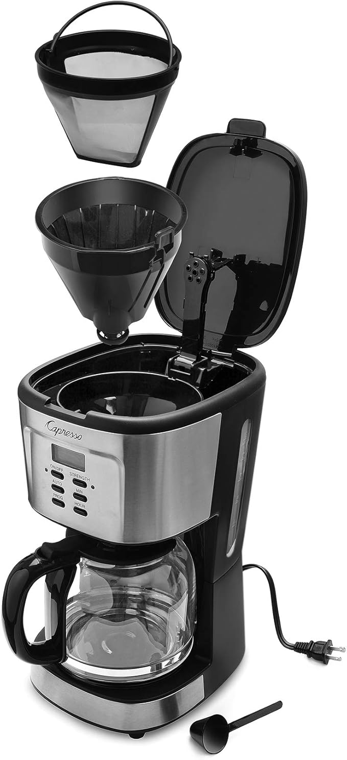 Capresso 12-Cup Coffee Maker with Glass Carafe Stainless and Black 416.05