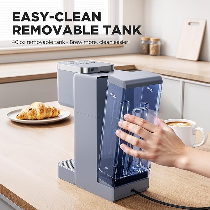 Single Serve Coffee Maker Iced and Hot Coffee Machine for K Cup &amp Grounds Compact Design 40oz Removable Water Reservoir 6 to 24 Oz Brew Sizes Fits 7.3 Travel Mug Gray