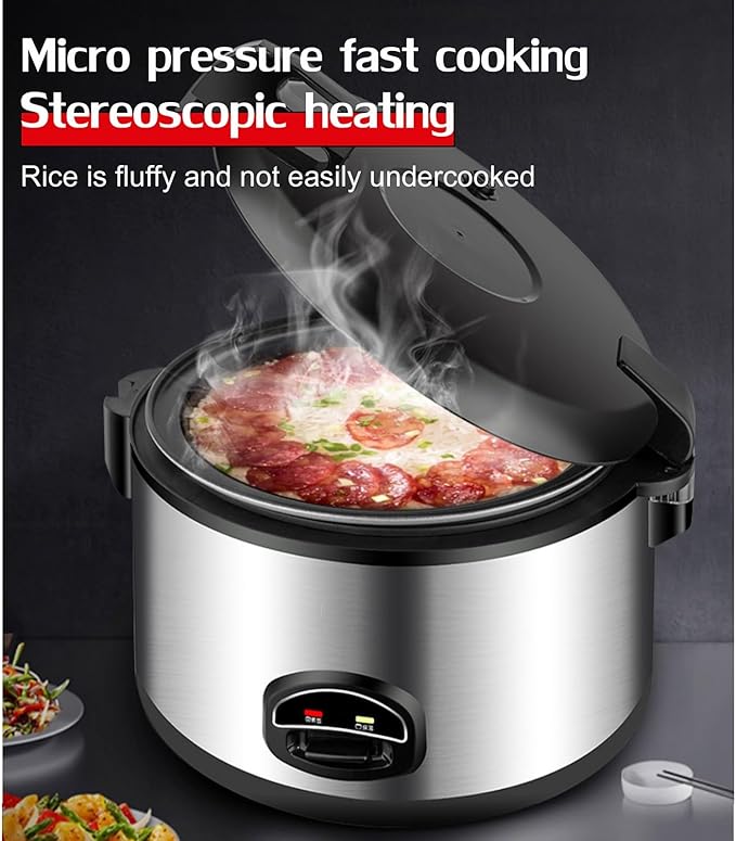 Large Capacity Commercial Rice Cooker &amp Warmer with Nonstick Inner Pot/Stainless Steel Exterior/One-Touch Operation/Auto Keep Warm Rice Cooker13L-1900W13L-1900W