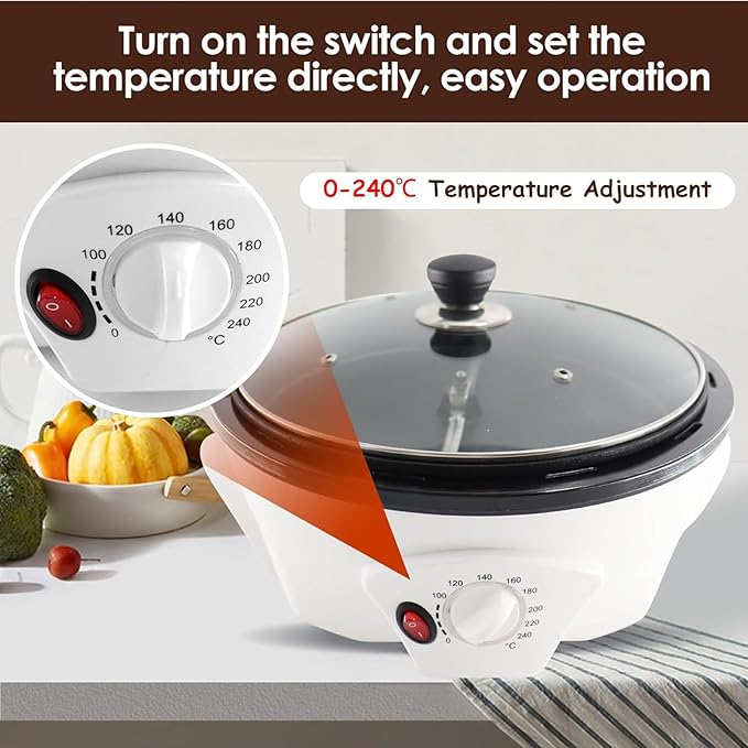 Electric Coffee Maker 0-240 ° C Temperature Adjustment And Timer Coffee Roasters With A Capacity 800g Home Use Peanuts Tea Barley Chestnut Melon Seed Popcorn SoyBeans