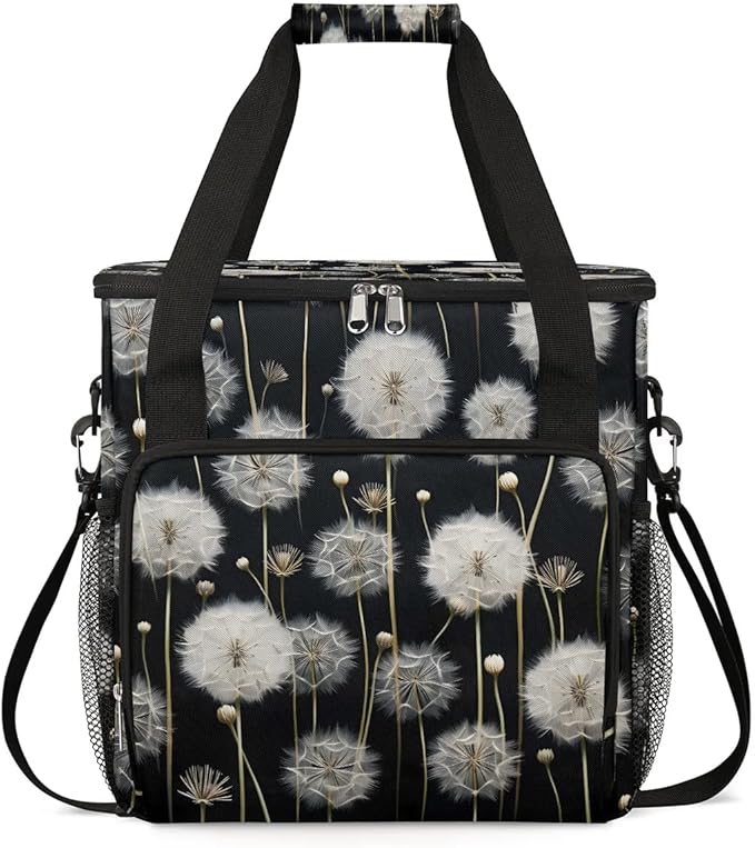 Dandelion Floral Flower Coffee Maker Carrying Bag Compatible with K-Mini or K-Mini Plus Portable Single Cup Coffee Maker Case with Pockets for K Cup Pods