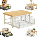Kitchen Countertop Organizer with Drawer and Wire Basket 2-Tier Hardwood Shelf Space-Saving Storage for Microwave Coffee Maker Toaster Kitchenware (Monolayer-White)