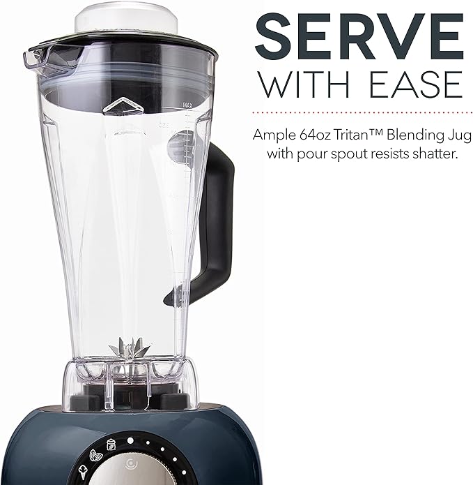 Dash Chef Series Deluxe Digital 64 oz Countertop Blender with Stainless Steel Blades Tritan Blending Jug Tablet Stand &amp USB Charging Port for Smoothies Nut Butters Purees Soup and More - Bl