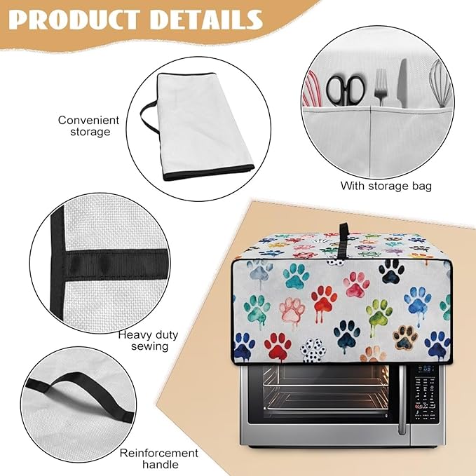 Doojoayie Cute Dog Paw Toaster Cover 8 Slice Appliance Covers for Kitchen Counter 22.5x18.5x 13 Universal Fit Dustproof Protector as Kitchen Decoration