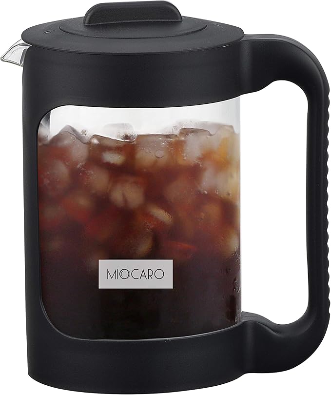 SIXAQAUE Cold Brew Ice Coffee Maker Stainless Steel Strainer Large 52 Oz Juice Tea Cooler