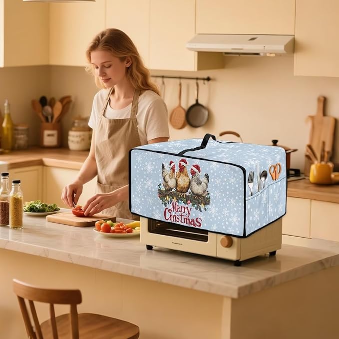 Doojoayie 8 Slice Toaster Cover Merry Christmas Toaster Cover Stain Resistant Dustproof Kitchen Appliance Protector Christmas Kitchen Decor Gift for People Who Loves to Cook
