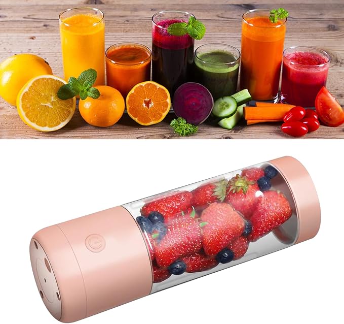 Zerodis Portable Blender High Speed Rotation Multifunctional USB Electric Juicer for Home Travel 400ml Juice Extractor with travel blender for fruits and vegetables (Double-edged)