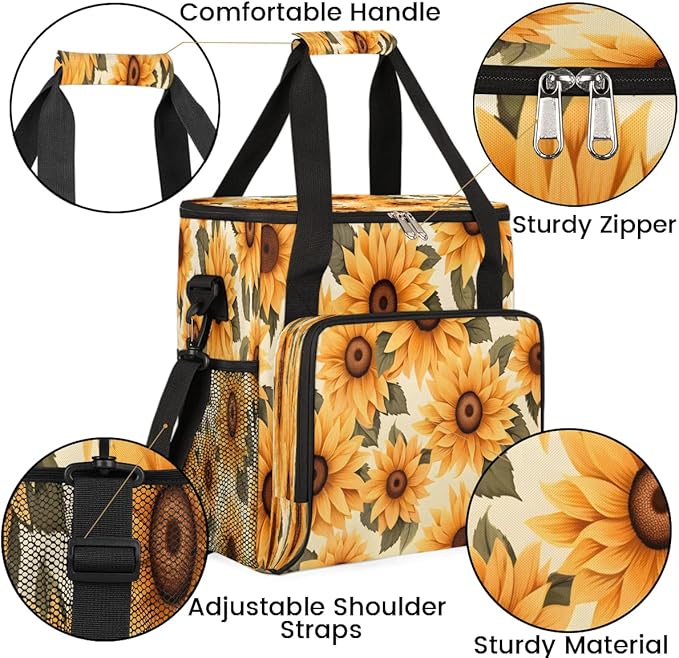 Sunflowers Print Coffee Maker Travel Bag for K-Mini or K-Mini Plus Single Serve Coffee Brewer Portable Storage Tote Case for Tarvel