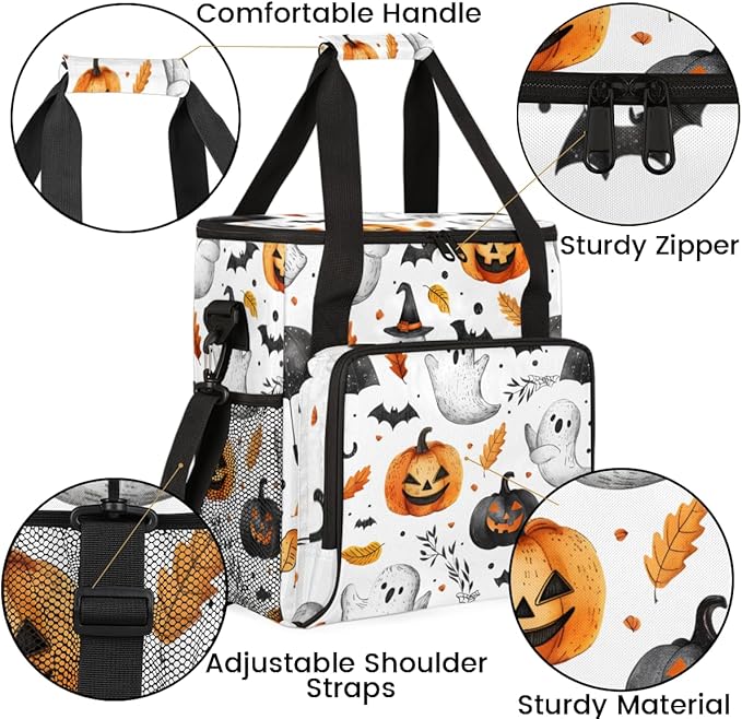 Magical Pumpkin Coffee Maker Carrying Bag Halloween Pumpkin Travel Storage Bag Compatible with K-Mini or K-Mini Plus Single Serve Coffee Brewer Carrying Case with Multiple Pockets &amp Shoulder Str