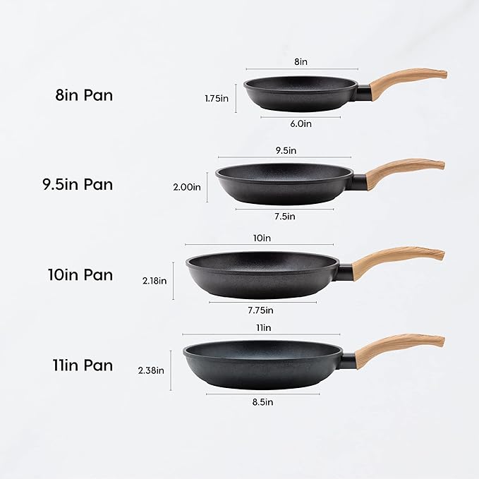 IRIS USA Inc. Cast Aluminum Nonstick Frying Pan Skillet with Soft Touch Handle 10 inch Fry Pan
