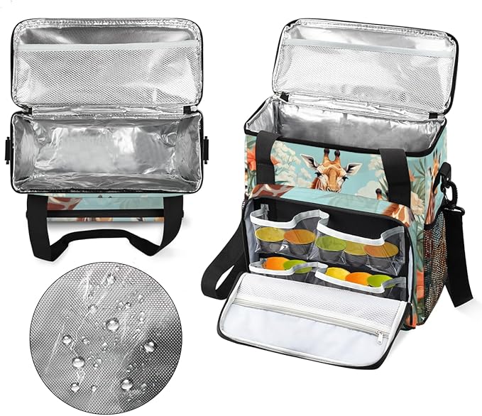 Forest Giraffe Coffee Maker Carrying Bag Cartoon Giraffe Travel Storage Bag Compatible with K-Mini or K-Mini Plus Single Serve Coffee Brewer Carrying Case with Multiple Pockets &amp Shoulder Strap