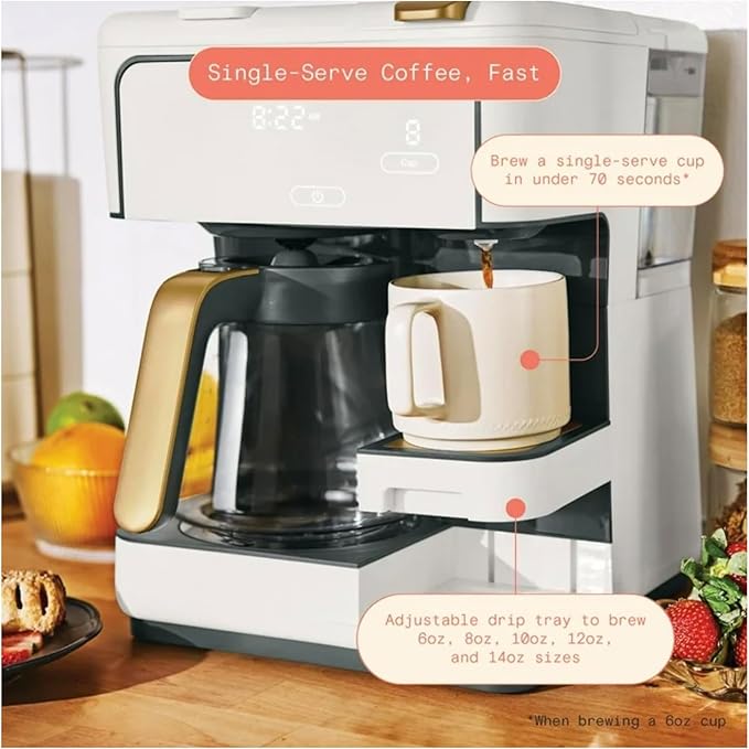 Multi-Brew Coffee Maker 12-cup carafe or a single-serve cup (white)