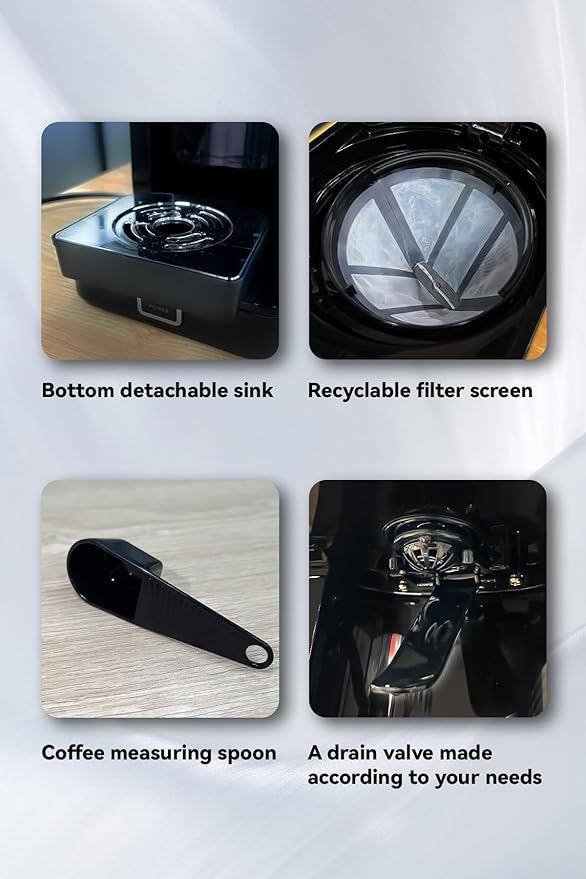 Single Serve Coffee Maker with 11oz. Travel Coffee Mug Stainless Steel Brew Strenth Adjustable Permanent Filter Black