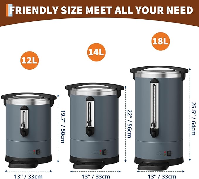12L/80 Cups Coffee Urn-3.2 Gallon Double Wall Commercial Coffee Maker Large Capacity Hot Coffee Dispenser Stainless Steel Hot Water Urn Catering Buffet Parties Weddings Gathering Easy Clean